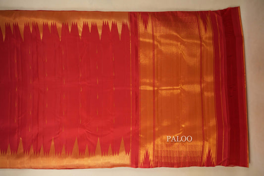 Red Kanjivaram Silk Saree paloo