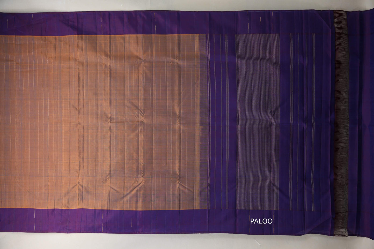 Dual Tone Mustard and Blue Plant Based Kanjivaram Silk Saree by Shreenivas Silks paloo