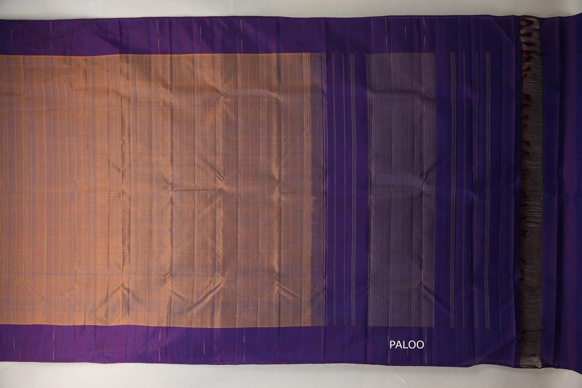 Dual Tone Mustard and Blue Plant Based Kanjivaram Silk Saree by Shreenivas Silks paloo