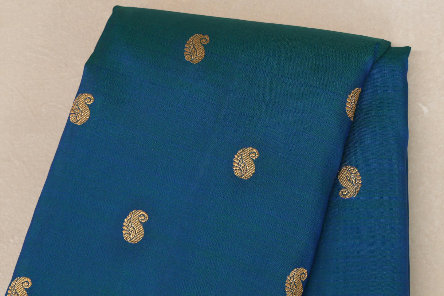 Peacock Blue Plant Based Kanjivaram Silk Saree by Shreenivas Silks  body