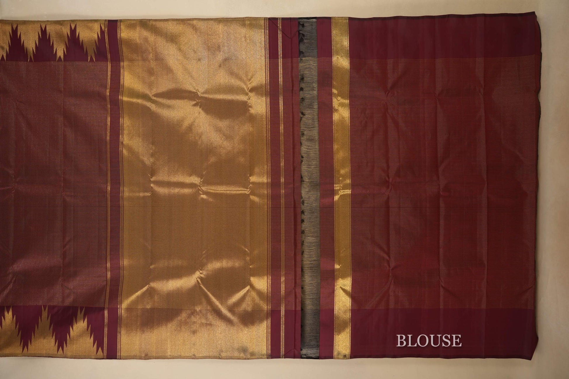 Dark Maroon Kanjivaram Silk Saree blouse