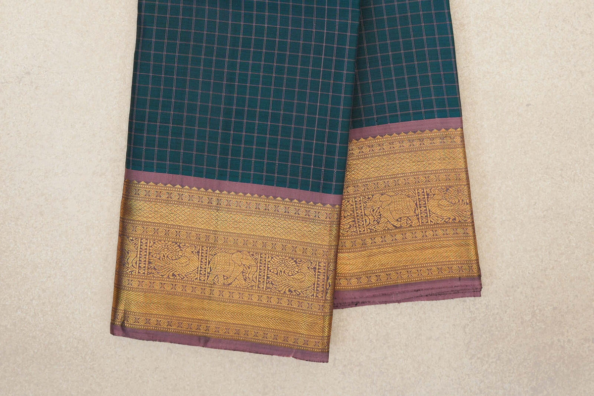 Peacock Green Vintage Kanjivaram Silk Saree border