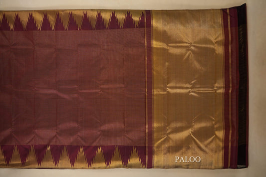 Dark Maroon Kanjivaram Silk Saree  paloo