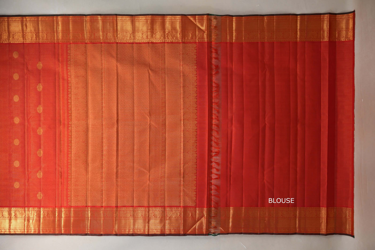 Bright Red Vintage Kanjivaram Silk Saree SS9095