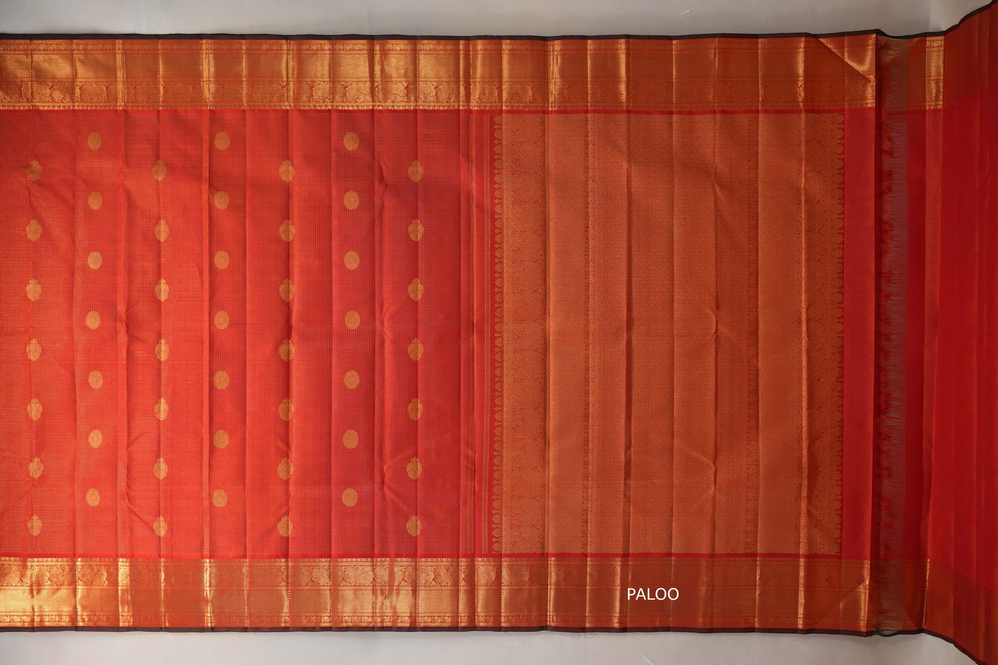 Bright Red Vintage Kanjivaram Silk Saree SS9095