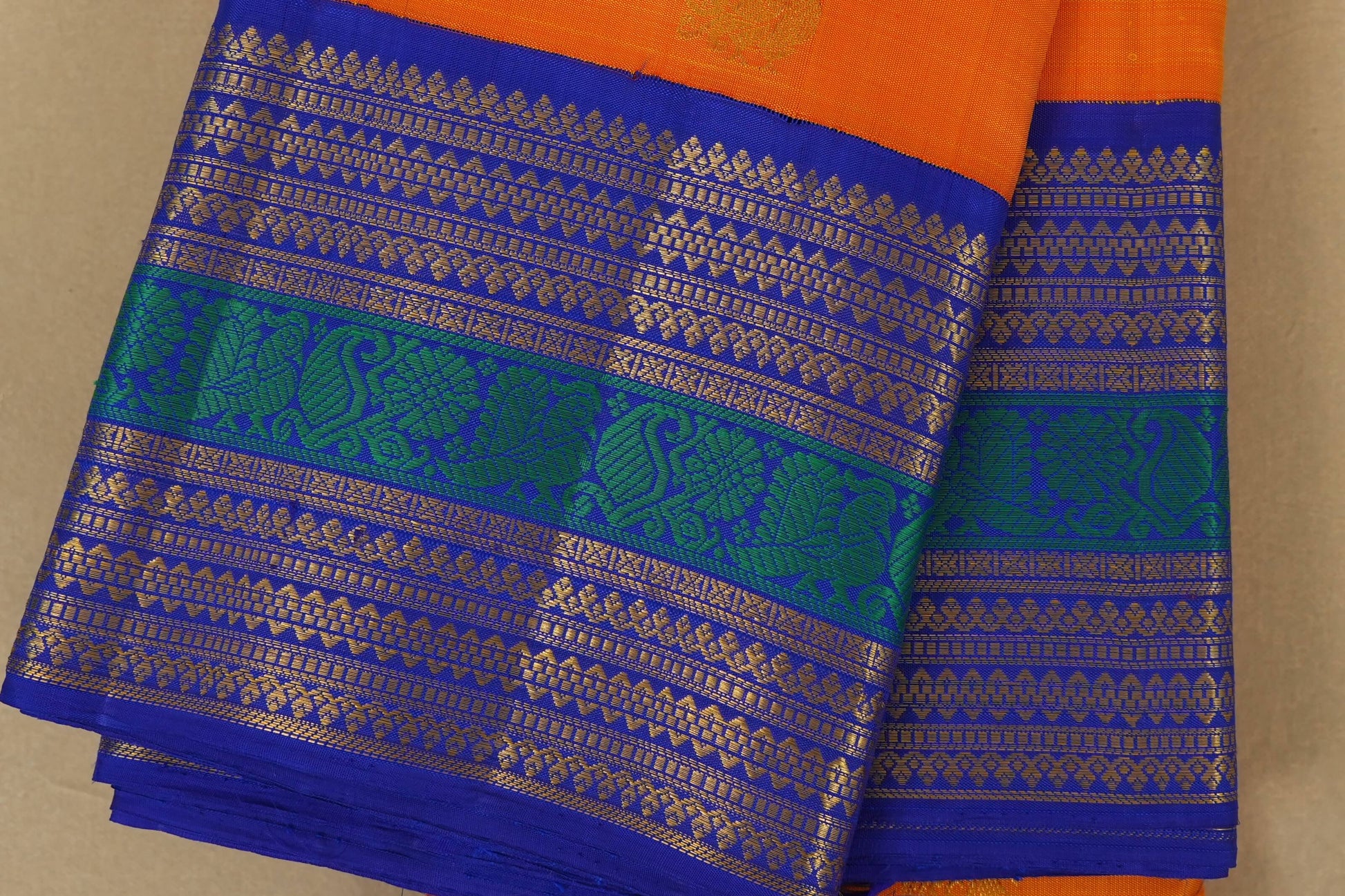 Mango yellow vintage kanjivaram silk saree borders zoom
