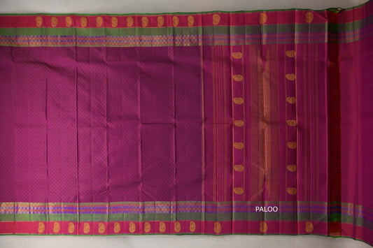 Pink with Blue Checks Vintage Kanjivaram Silk Saree SS9096