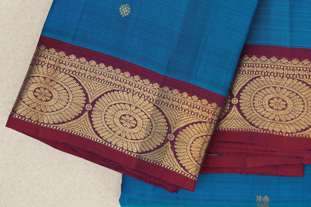 Azure Blue Vintage Kanjivaram Silk Saree border