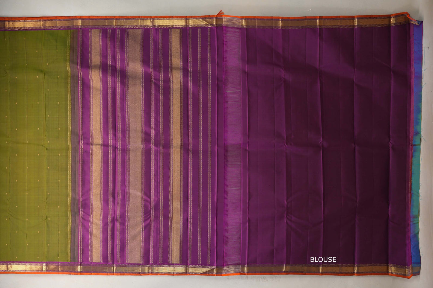 Olive green with Violet Purple borders Vintage Kanjivaram Silk Saree SS9098