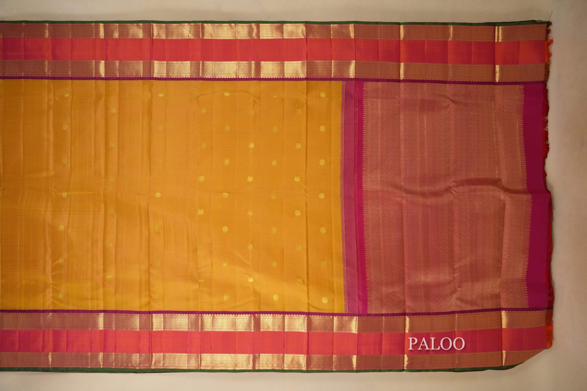 Mustard Kanjivaram Silk Saree paloo
