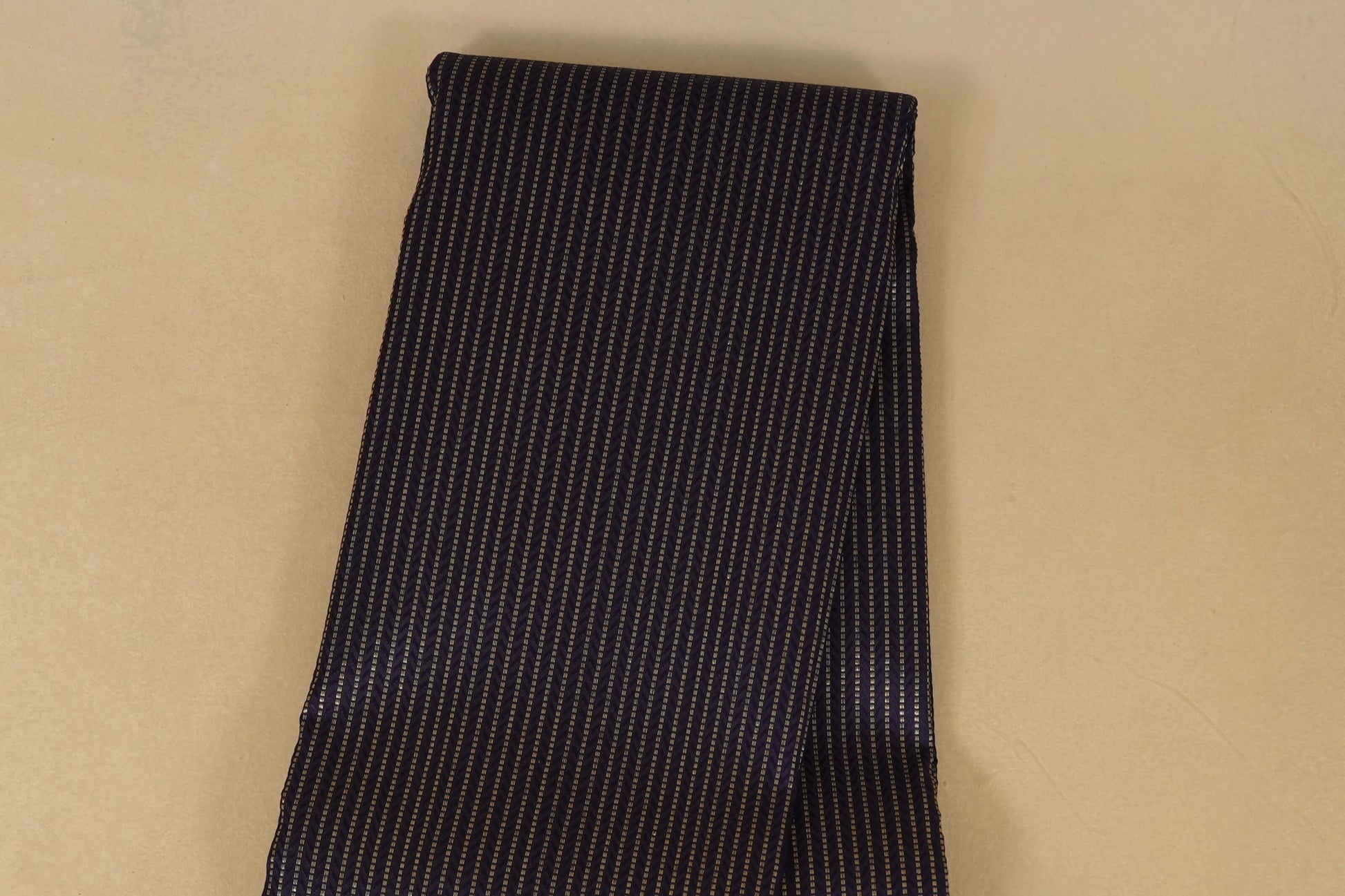 Navy Blue with Peach Borders Kanjivaram Silk Saree body zoom