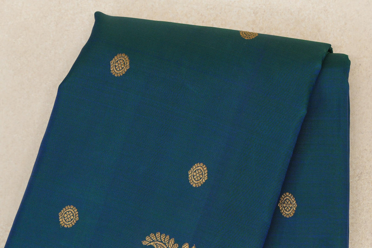 Peacock Green Plant Based Kanjivaram Silk Saree body