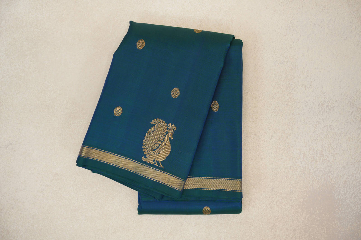 Peacock Green Plant Based Kanjivaram Silk Saree