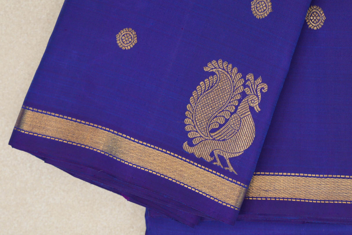 Violet Purple Plant Based Kanjivaram Silk Saree border
