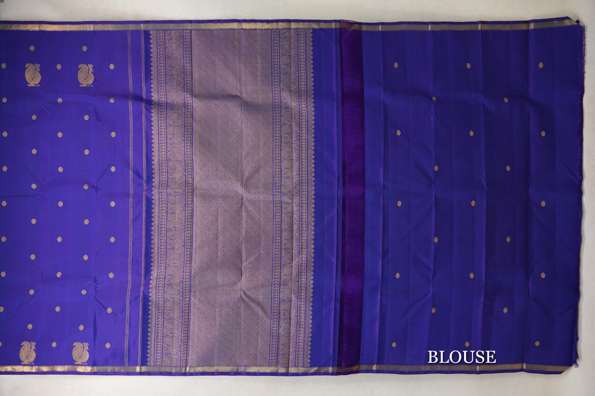 Violet Purple Plant Based Kanjivaram Silk Saree blouse