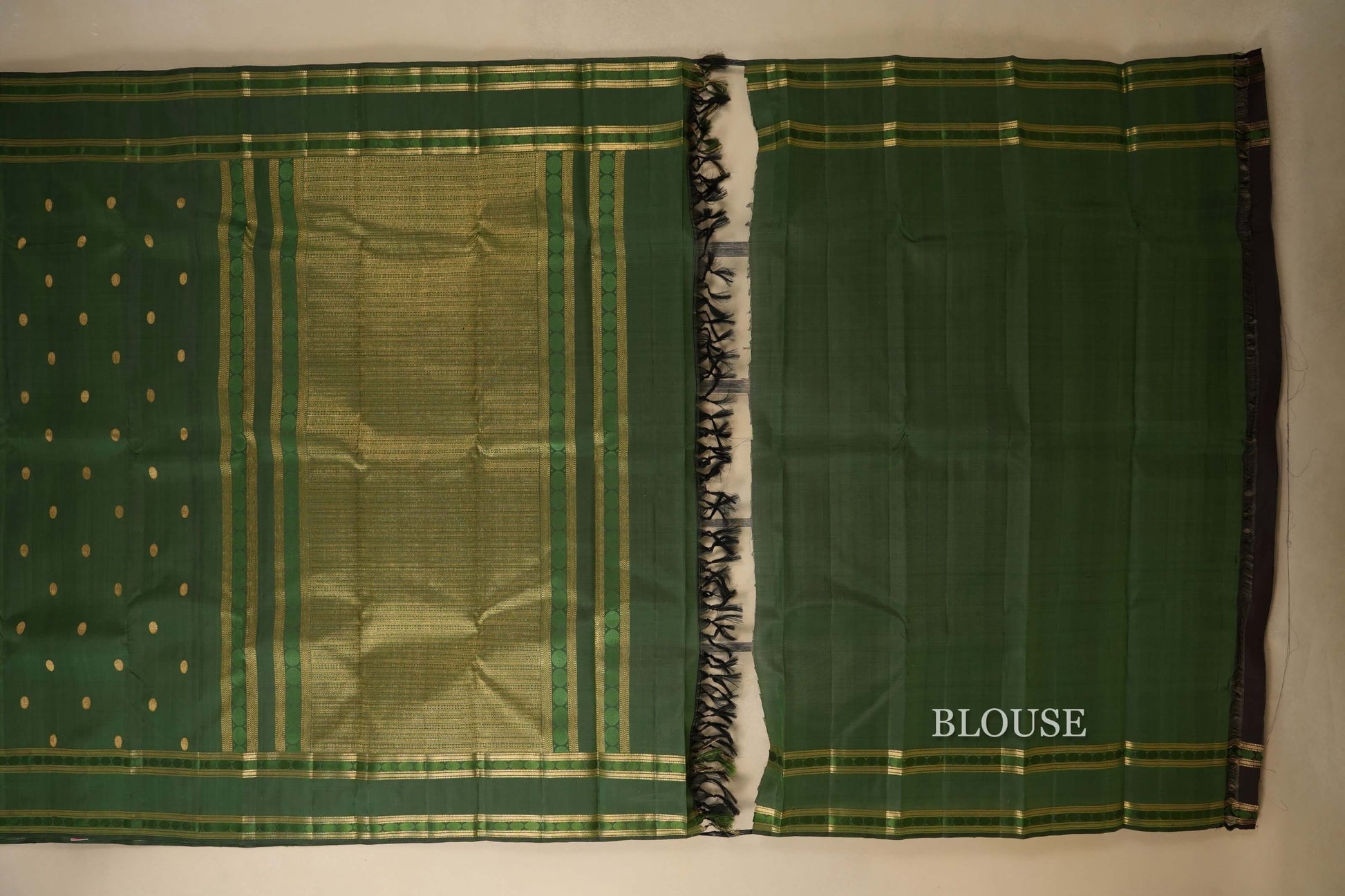 Moss Green Kanjivaram Silk Saree blouse