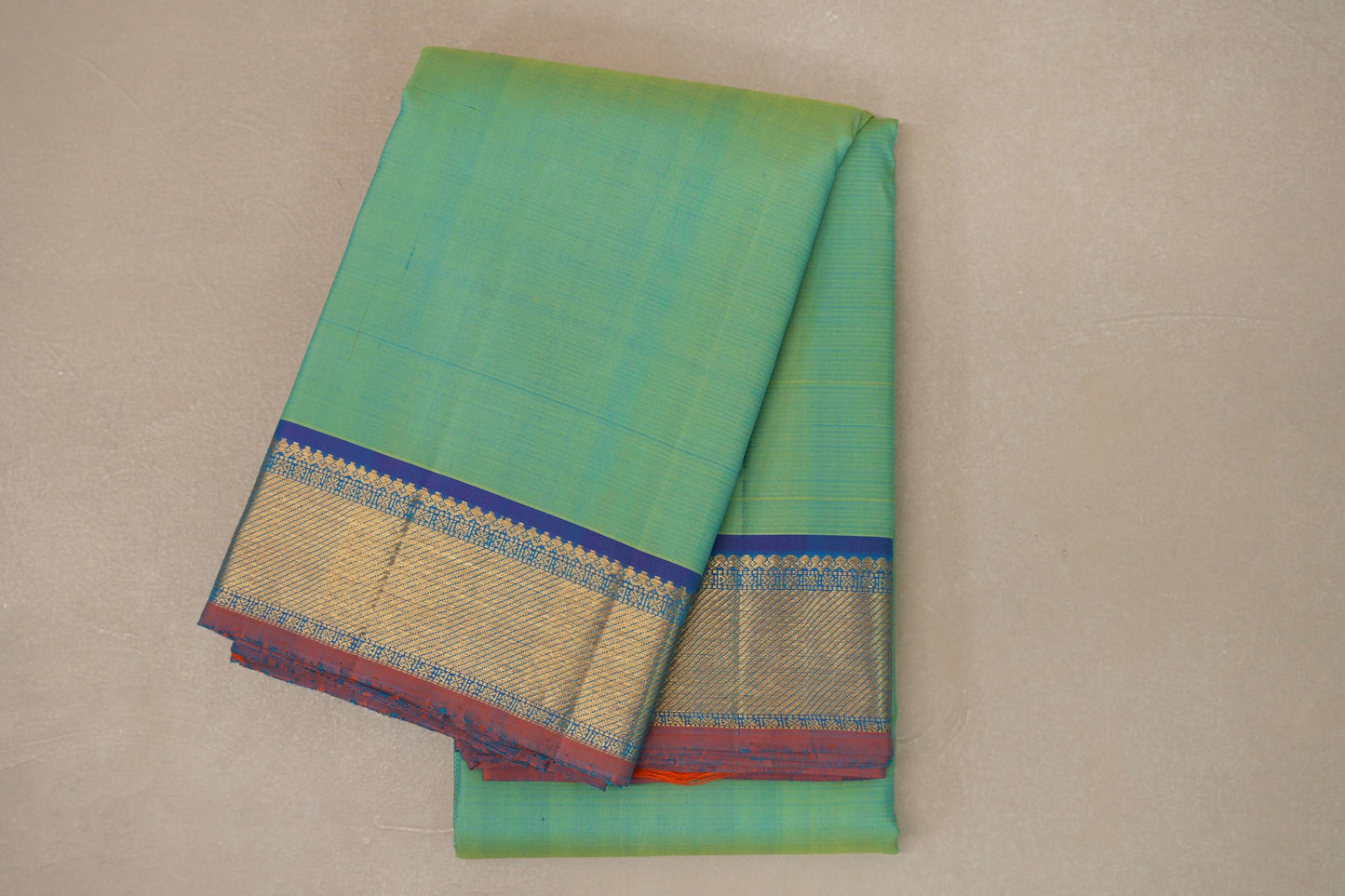 Dual Tone Green and Blue Vintage Kanjivaram Silk Saree SS9103