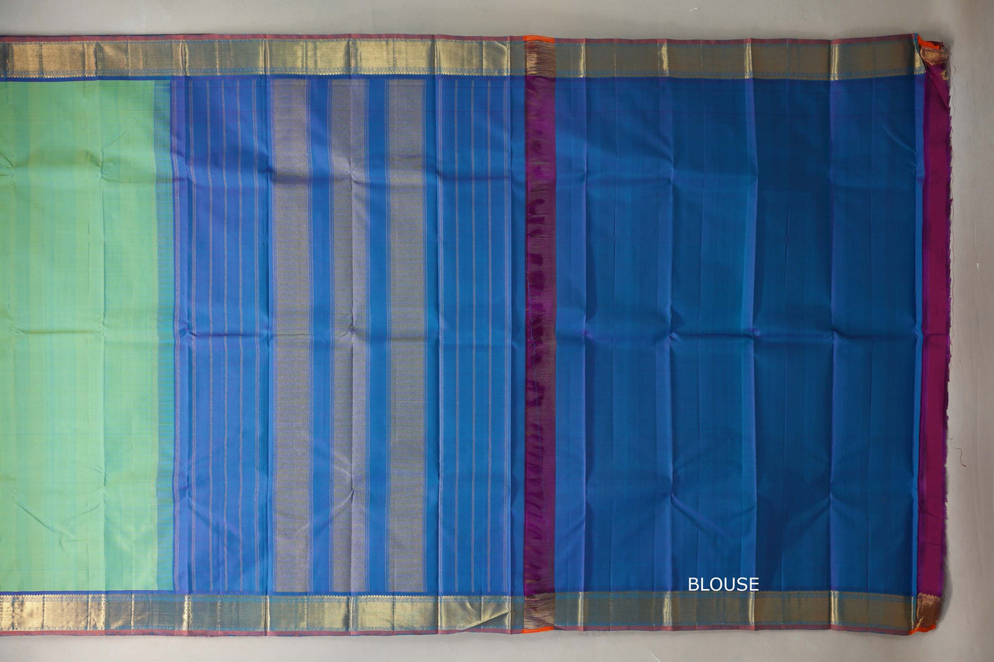 Dual Tone Green and Blue Vintage Kanjivaram Silk Saree SS9103