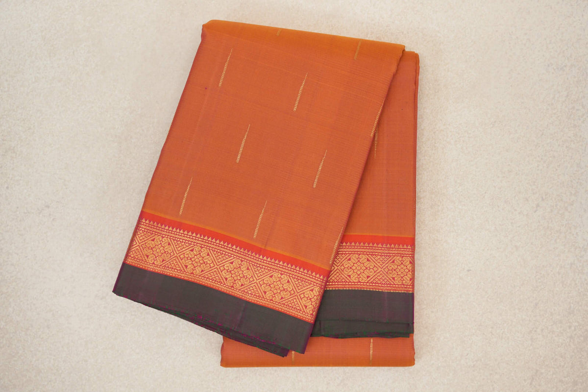Dual Tone of Mustard Yellow and Pink Vintage Kanjivaram Silk Saree