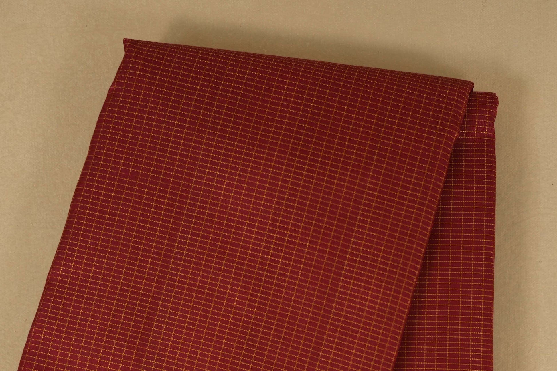 Maroon Mini Zari Checks Kanjivaram Silk Saree body zoom