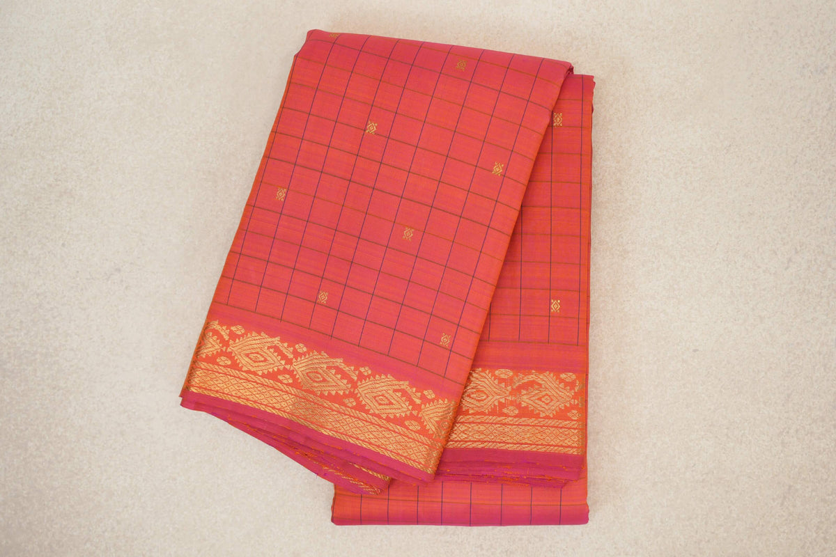 Dual Tone of Yellow and Pink Vintage Kanjivaram Silk Saree