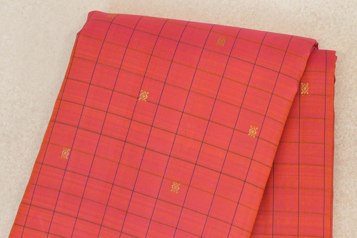 Dual Tone of Yellow and Pink Vintage Kanjivaram Silk Saree body