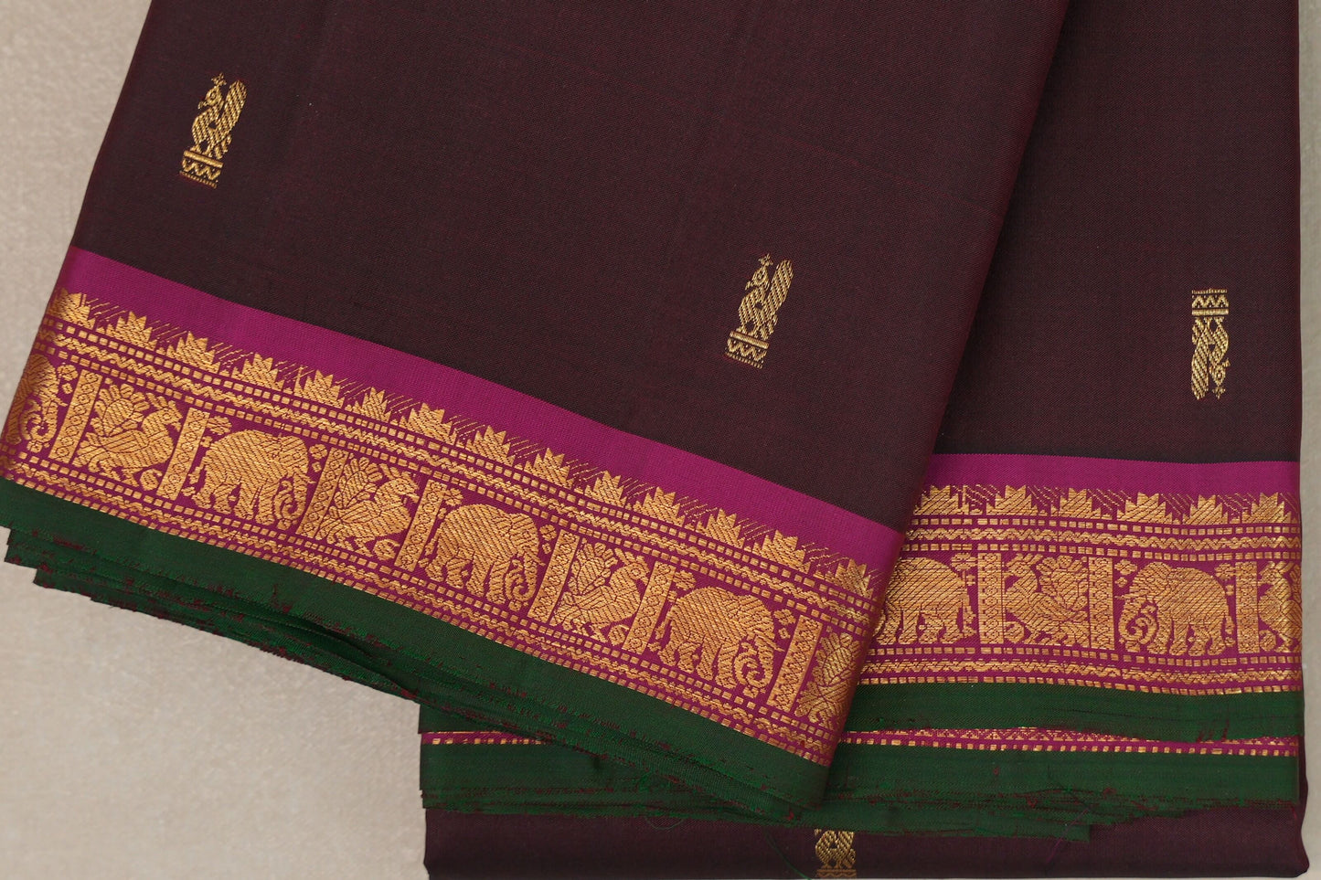 Brownish maroon Vintage Kanjivaram Silk Saree SS9106