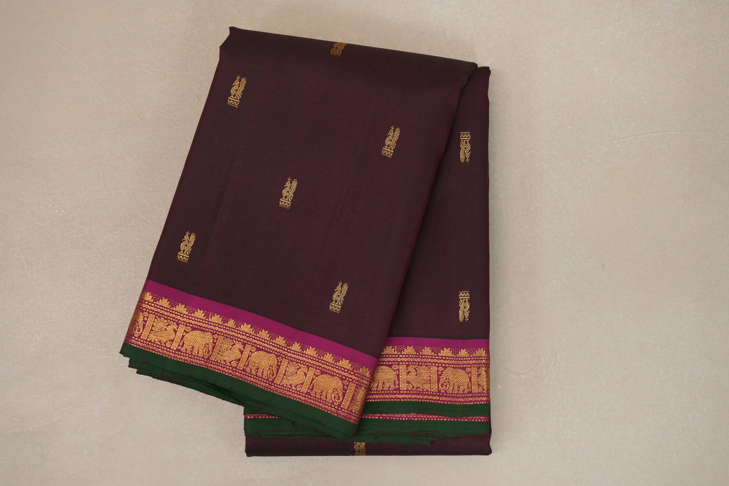 Brownish maroon Vintage Kanjivaram Silk Saree SS9106