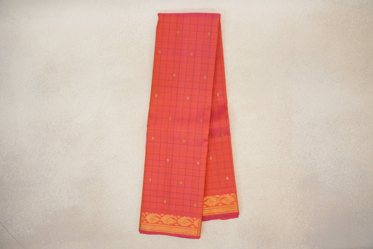Online Dual Tone of Yellow and Pink Vintage Kanjivaram Silk Saree