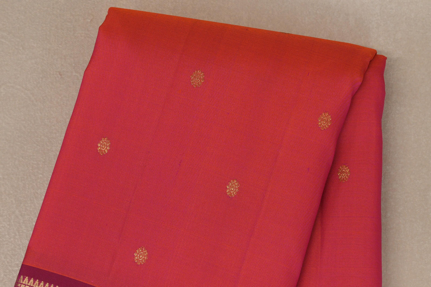 Orangish Pink Vintage Kanjivaram Silk Saree SS9108