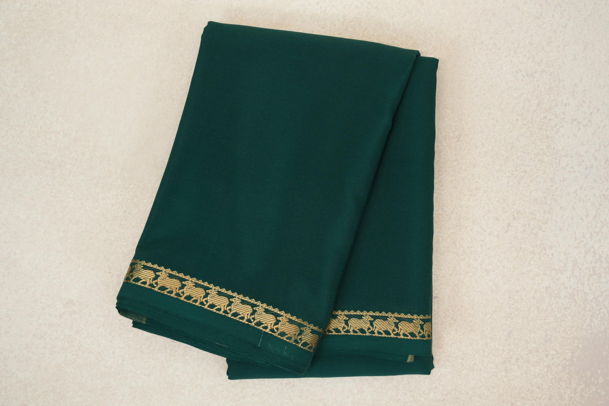 Dark Bottle Green Mysore Silk Saree