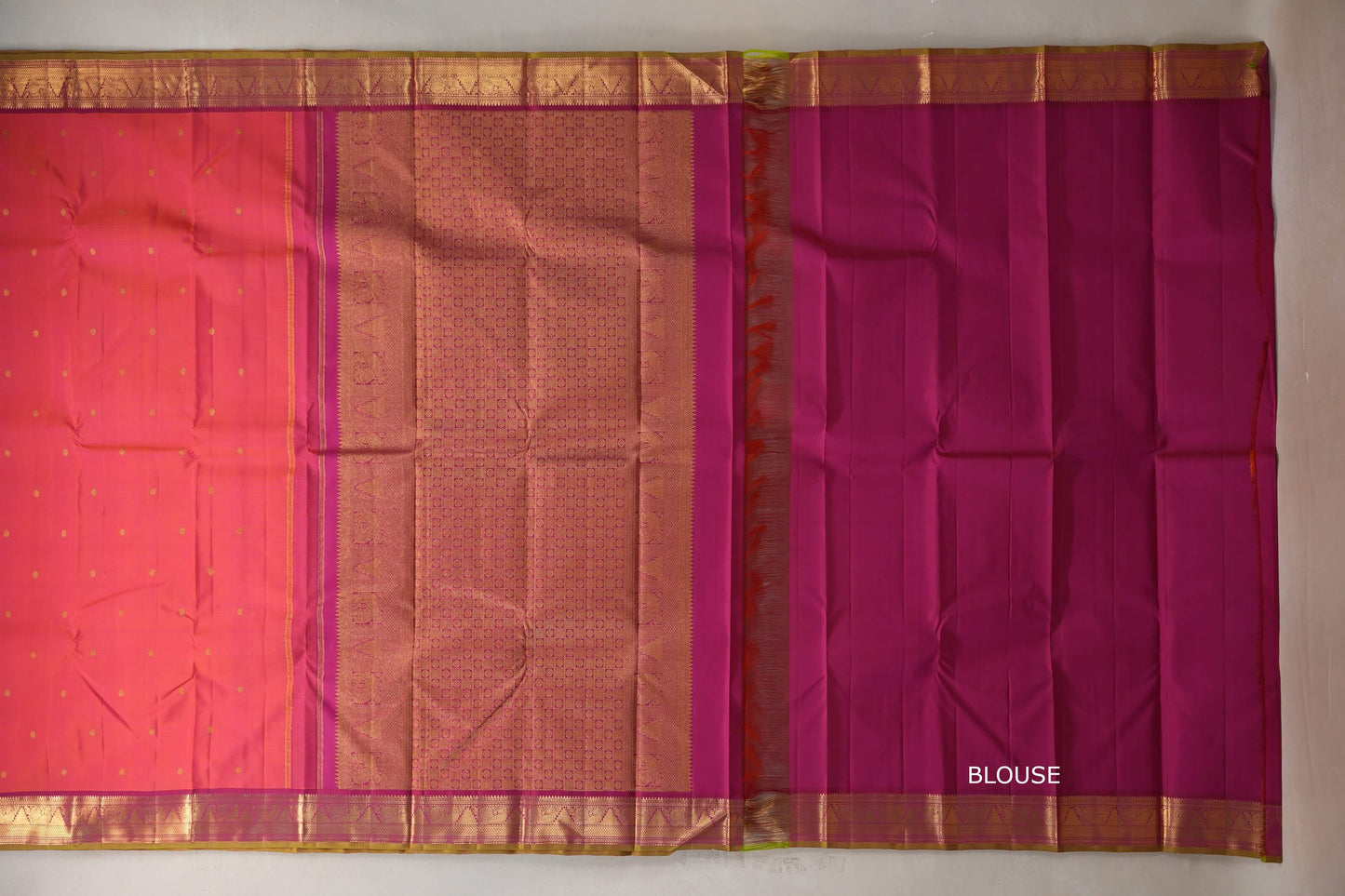 Orangish Pink Vintage Kanjivaram Silk Saree SS9108