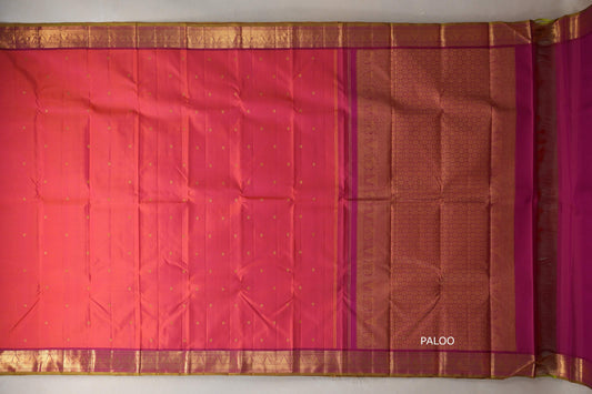 Orangish Pink Vintage Kanjivaram Silk Saree SS9107