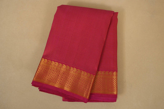 Hot pink  folded vintage kanjivaram silk saree