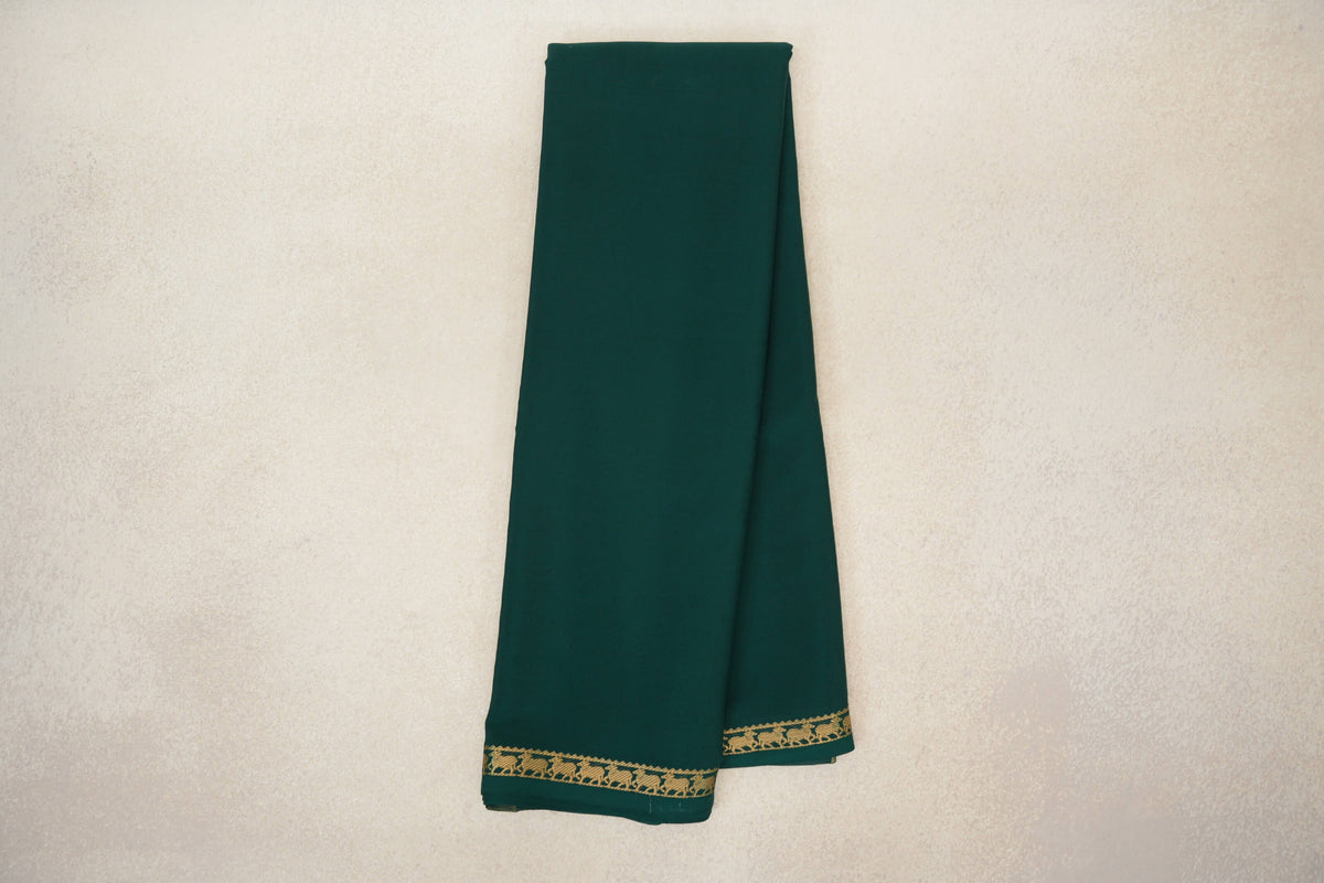 Online Dark Bottle Green Mysore Silk Saree
