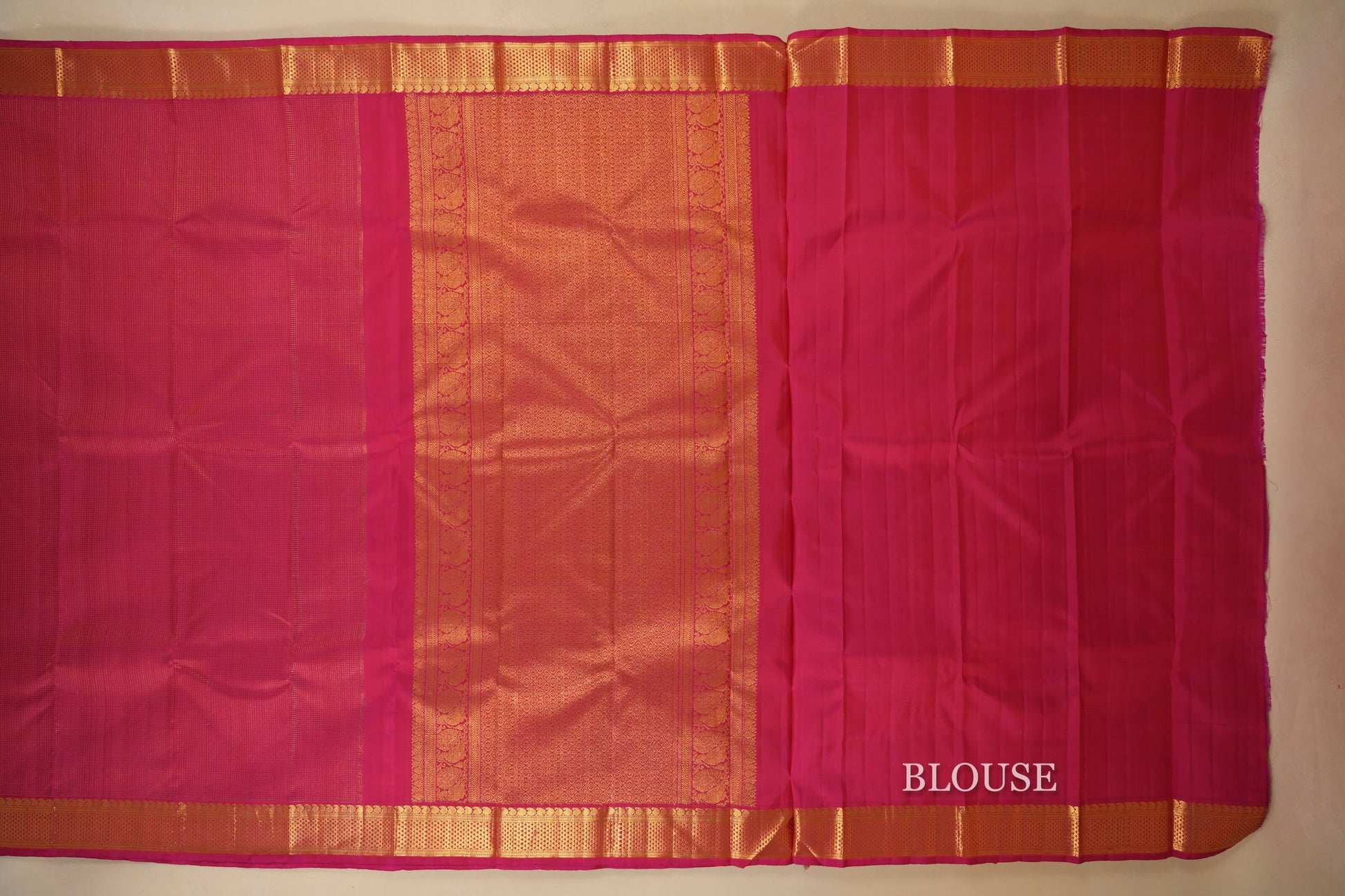 Hot Pink Kanjivaram Silk Saree Blouse