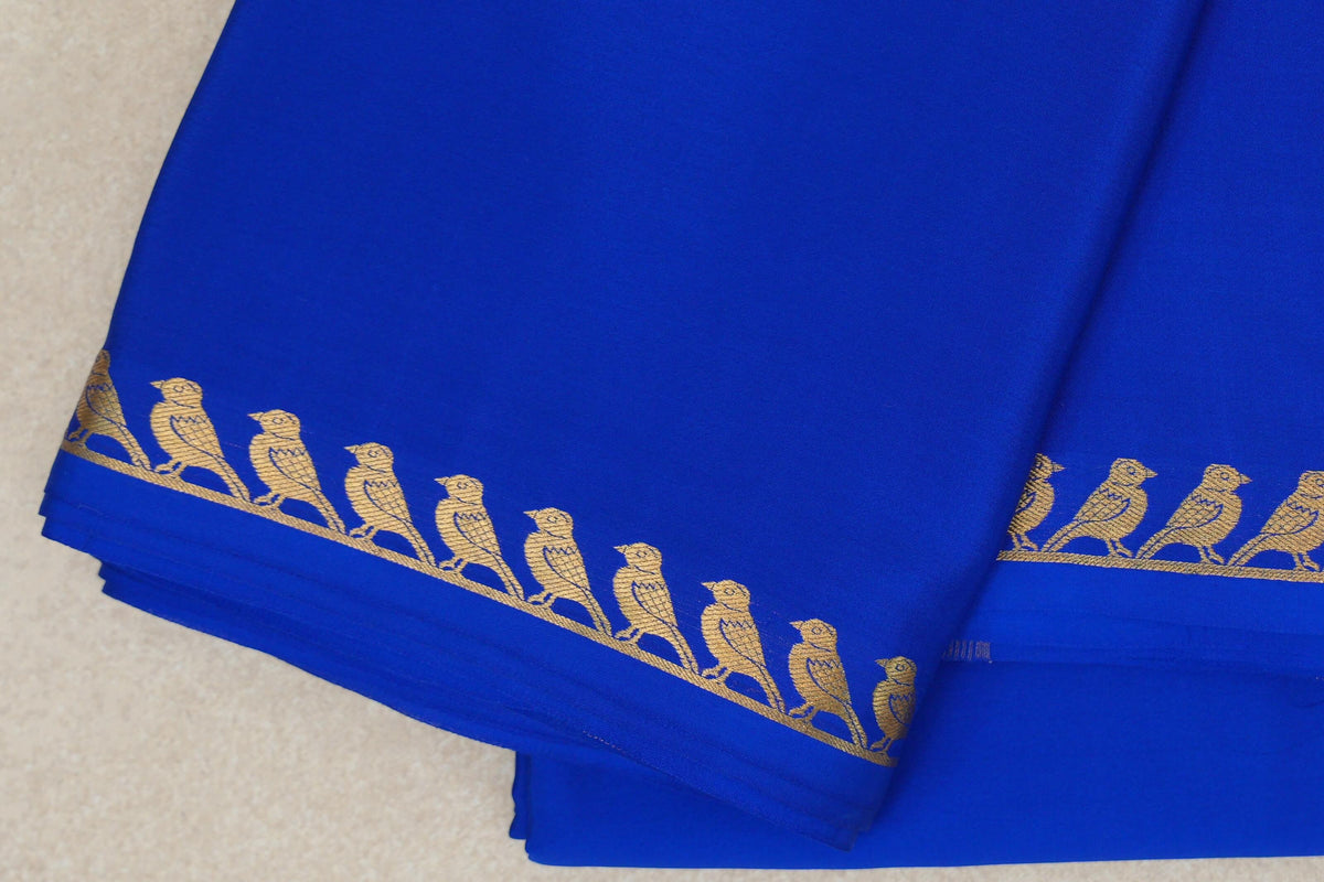 Bright Royal Blue Mysore Silk Saree border