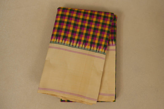 Multi color folded vintage kanjivaram silk saree