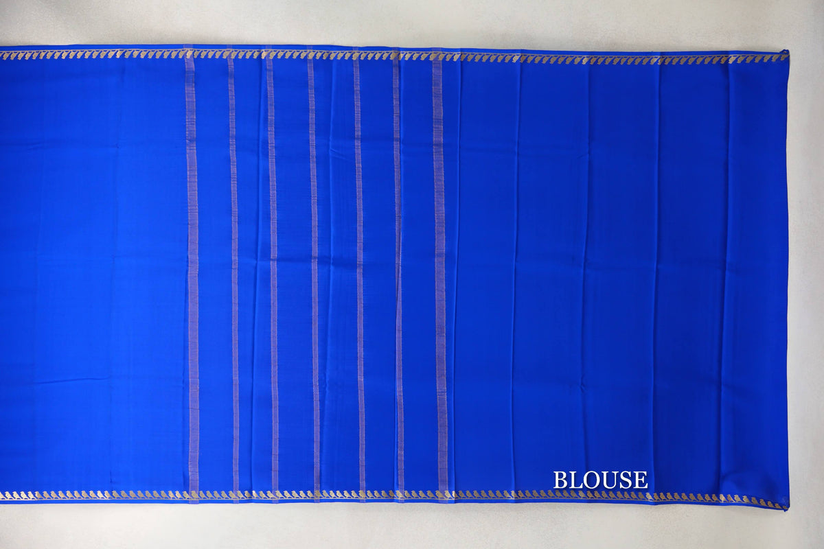 Bright Royal Blue Mysore Silk Saree blouse