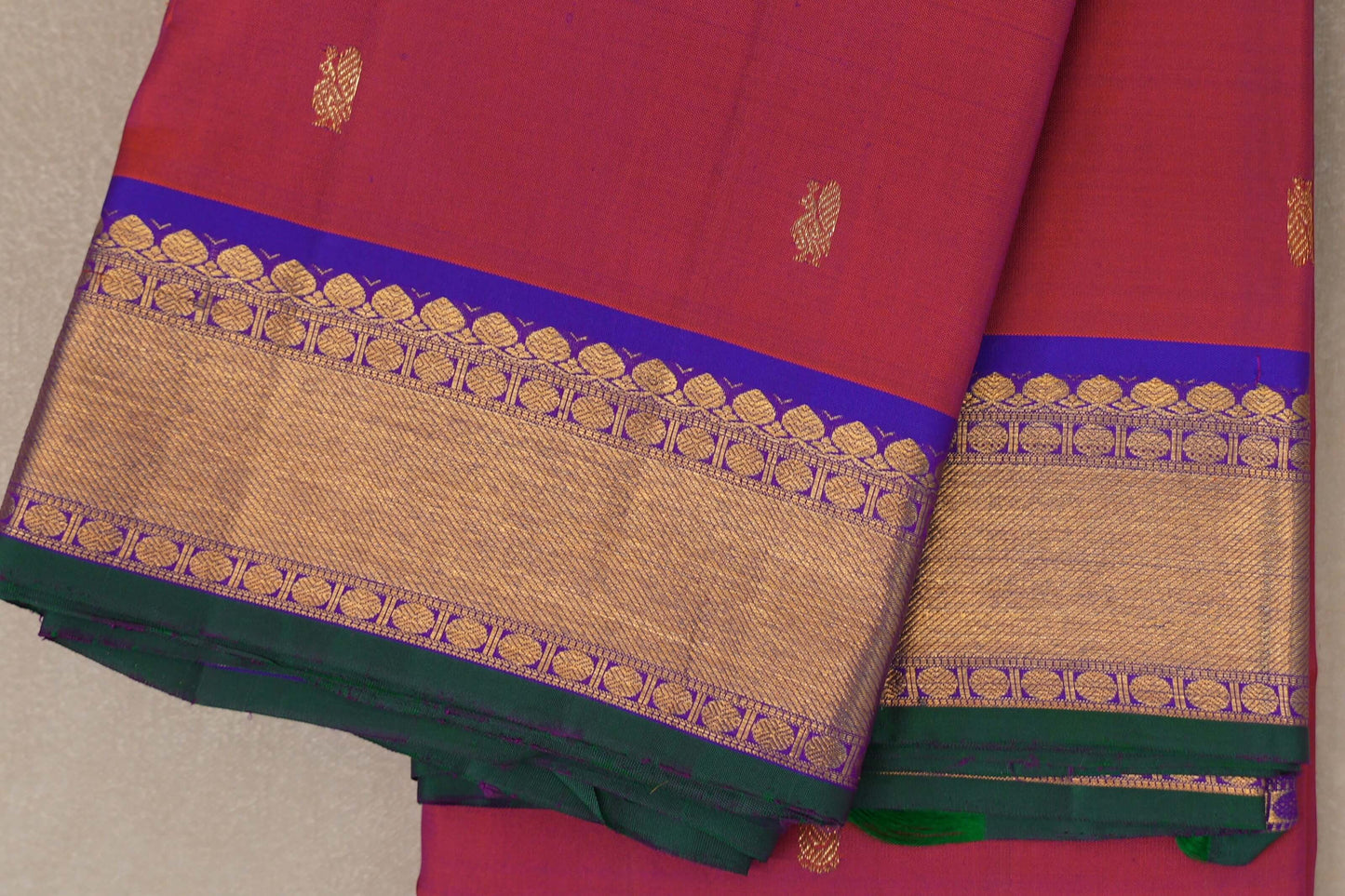 Orangish Pink Vintage Kanjivaram Silk Saree SS9109