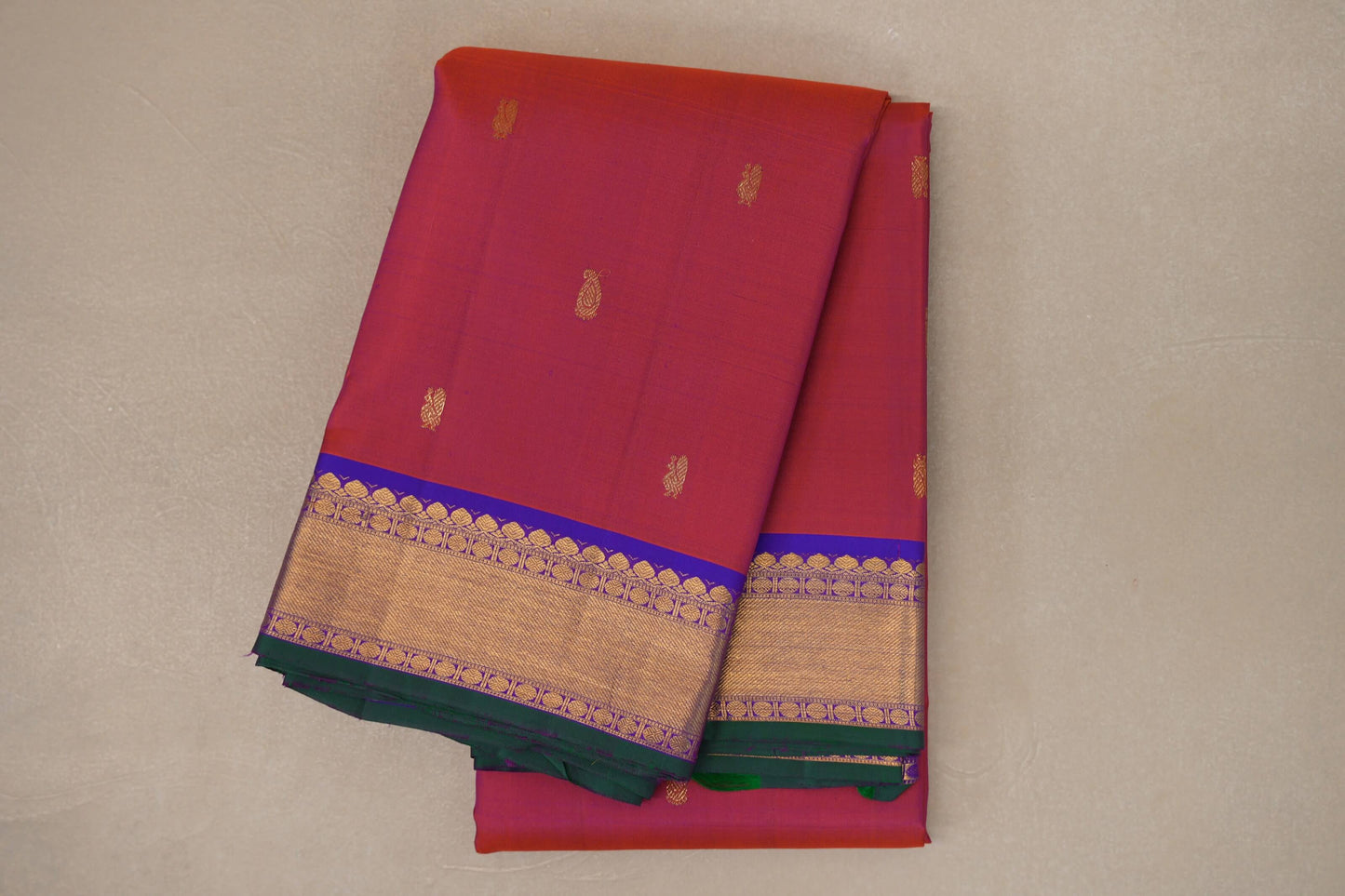 Orangish Pink Vintage Kanjivaram Silk Saree SS9109