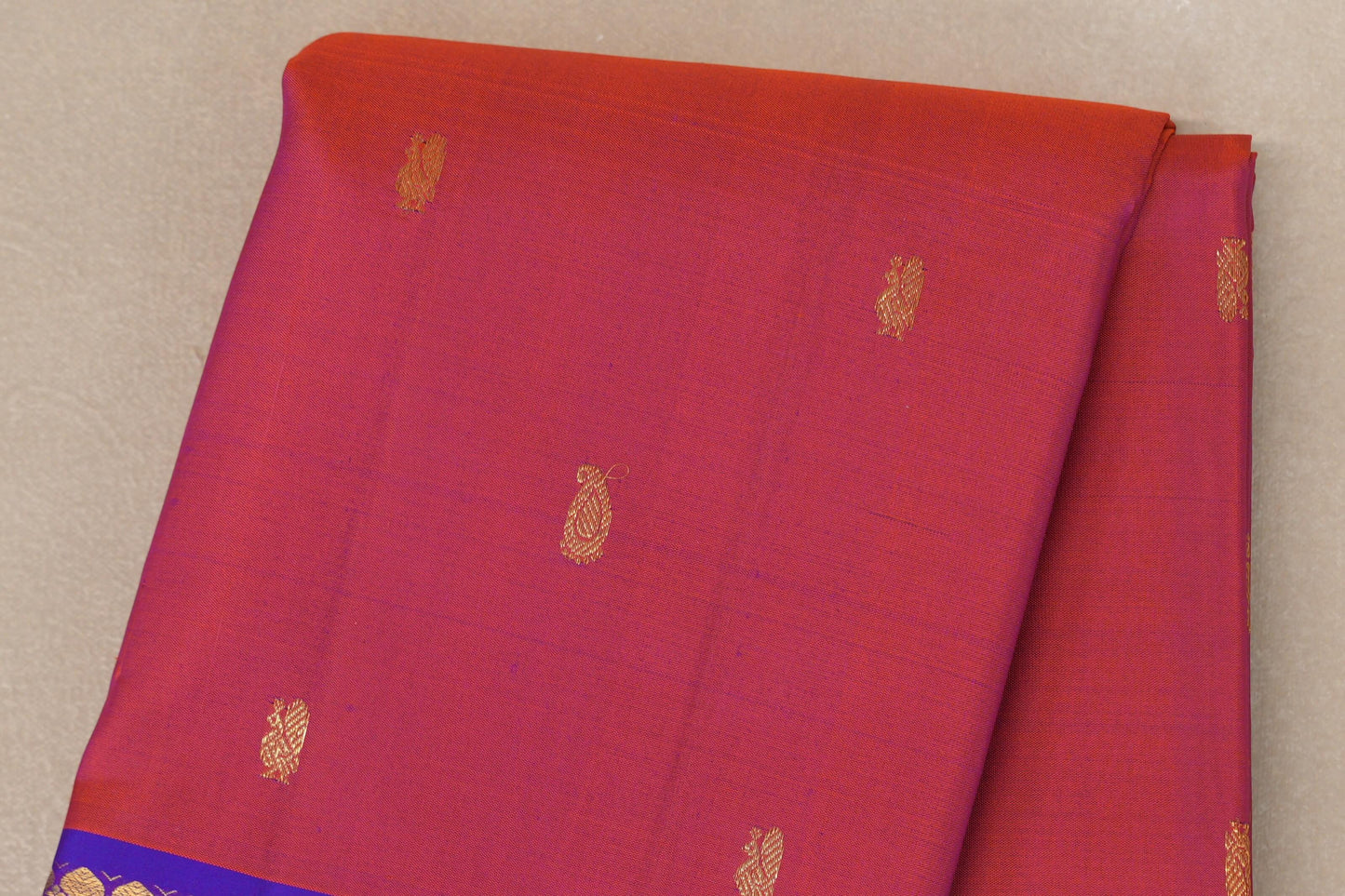 Orangish Pink Vintage Kanjivaram Silk Saree SS9109