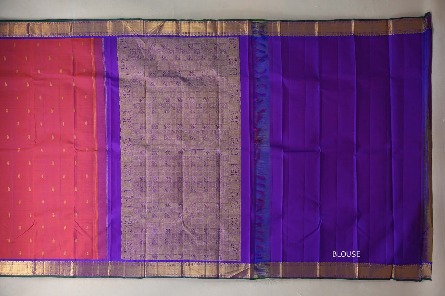 Orangish Pink Vintage Kanjivaram Silk Saree SS9109