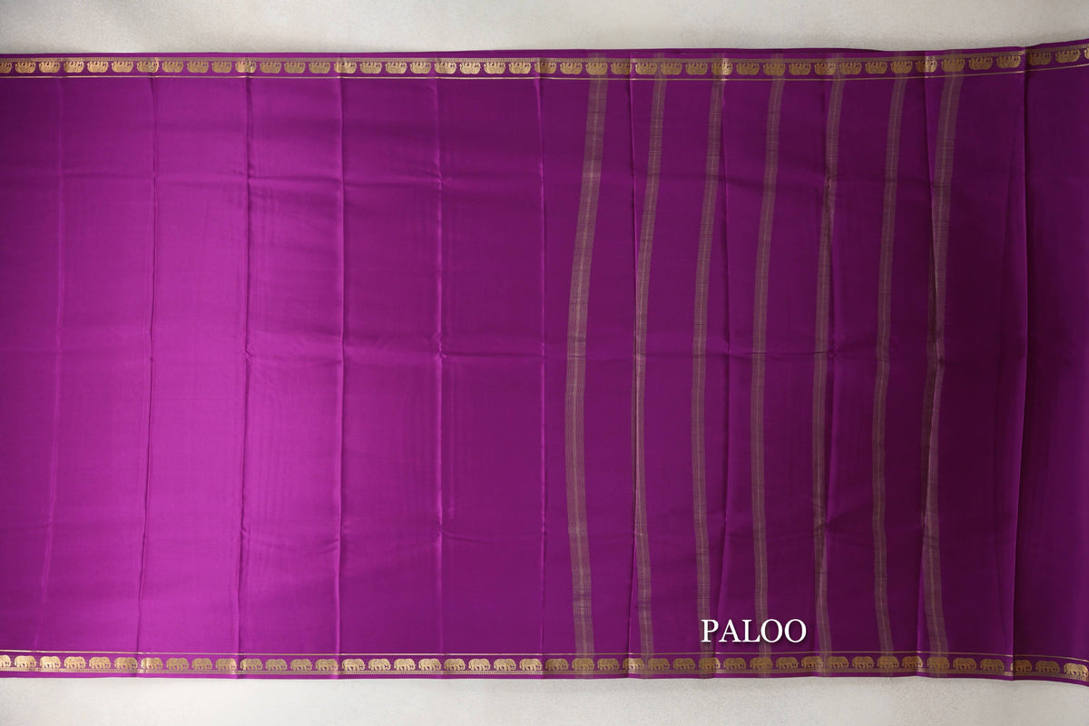Magenta Mysore Silk Saree paloo