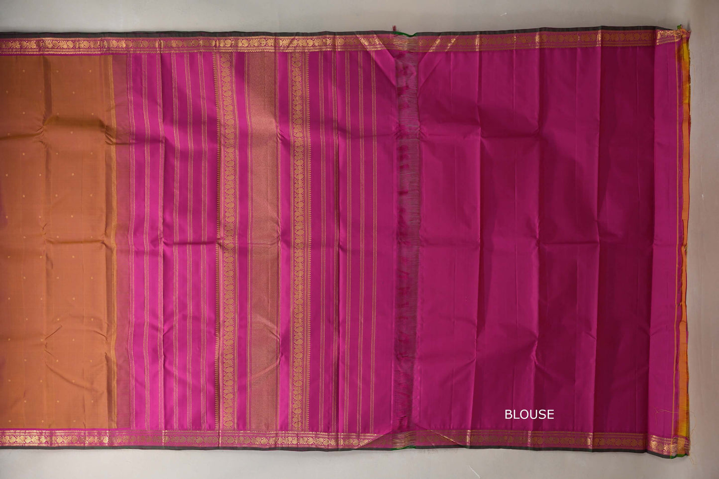 Dual tone of yellow and pink Vintage Kanjivaram Silk Saree SS9110