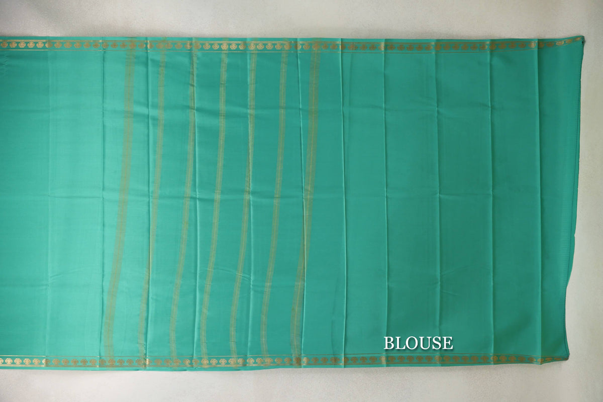 Teal Green Mysore Silk Saree blouse