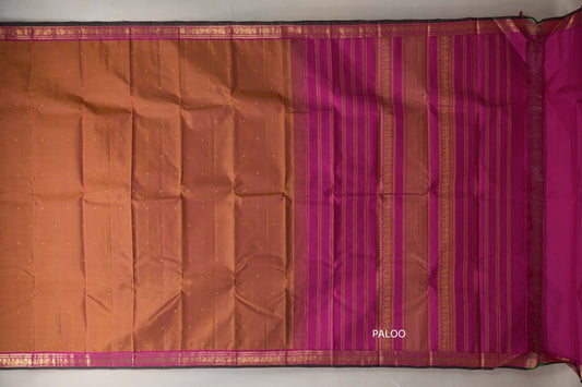 Dual tone of yellow and pink Vintage Kanjivaram Silk Saree SS9110