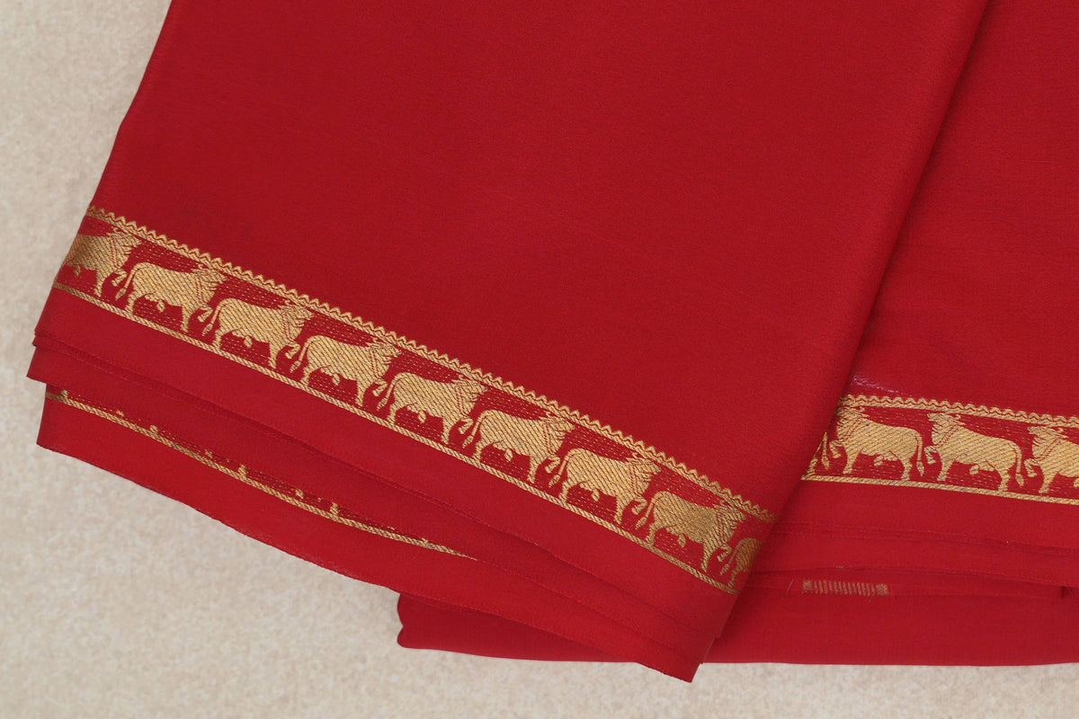 Bright Red Mysore Silk Saree border