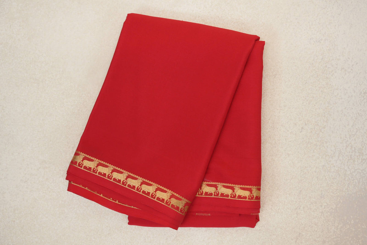 Bright Red Mysore Silk Saree 