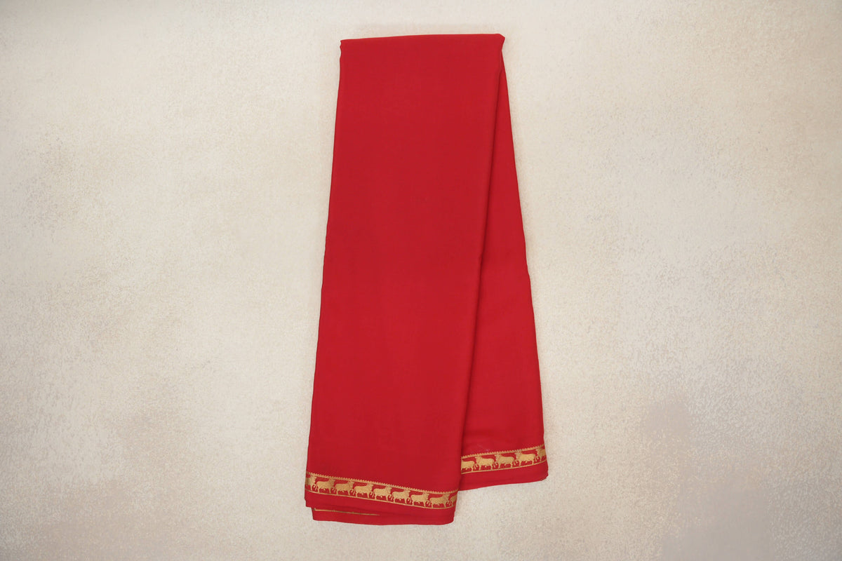 Online Bright Red Mysore Silk Saree 